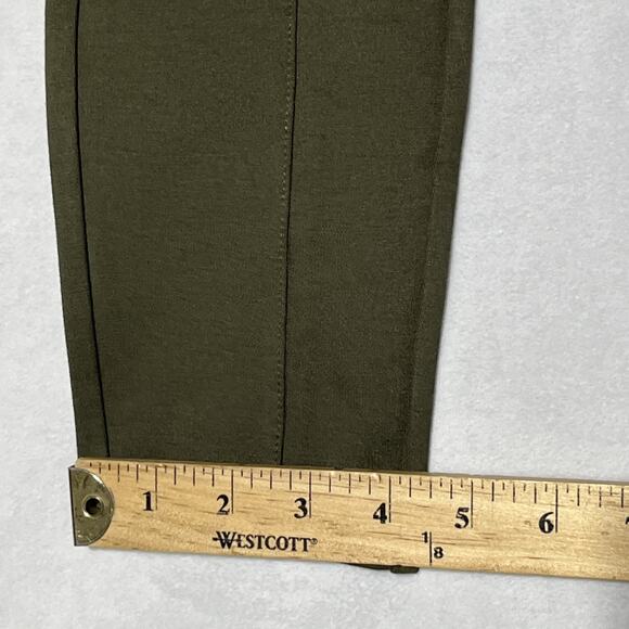Zara Stretch Knit Skinny Pants Womens Medium Olive Green Gold Buttons Pull On - Picture 11 of 15